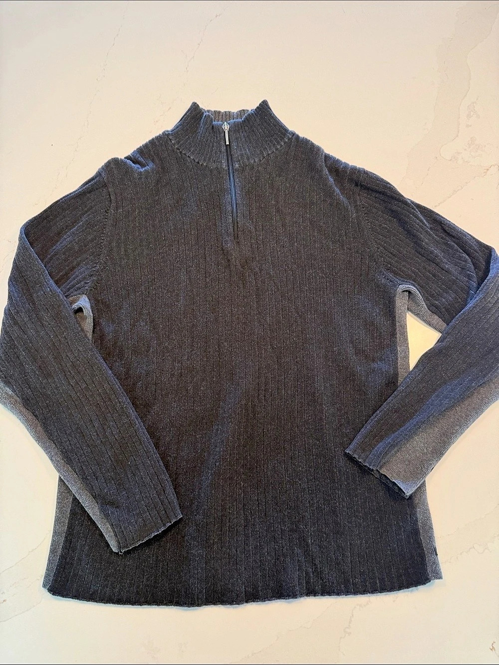 Calvin Klein Jeans Ribbed Quarter-Zip Turtleneck in Black Size Large